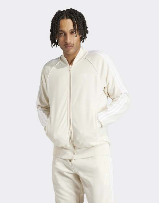 adidas Originals Superstar zip through track top in white and beige ASOS