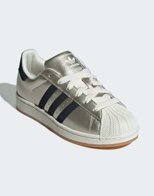 adidas Originals - Superstar II - Chaussures avec semelle en gomme - Aluminium et noir-Argenté