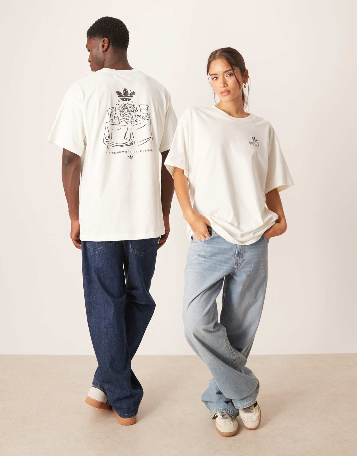 adidas Originals supper club graphic t-shirt in off white