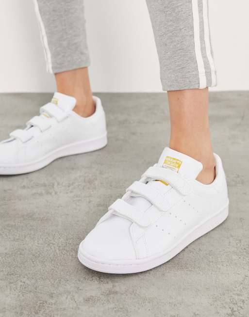 adidas Originals Sustainable Strap Stan Smith trainers in triple white | ASOS