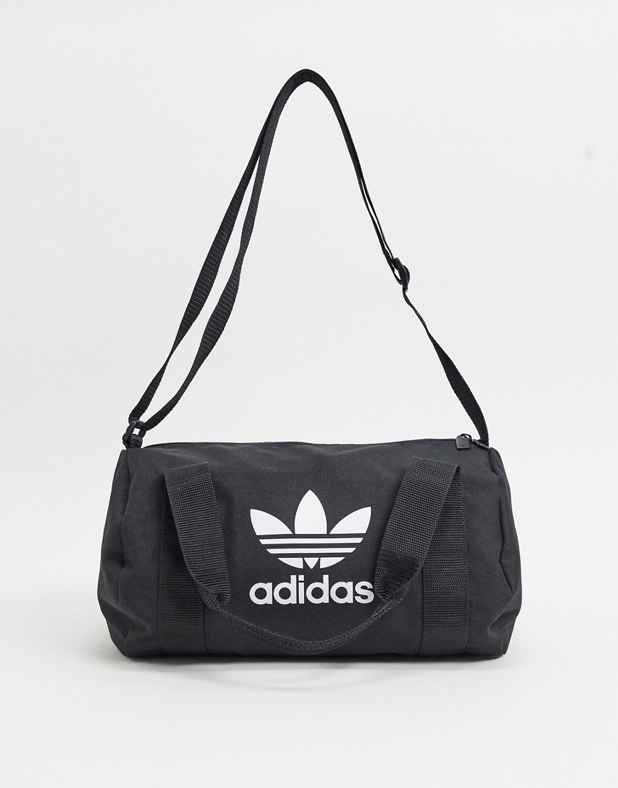 Adidas Originals – Svart liten duffelväska med treklöverlogga