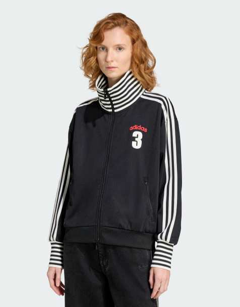 adidas Originals – Svart, randig, ribbad träningstopp i vintagestil - view 1