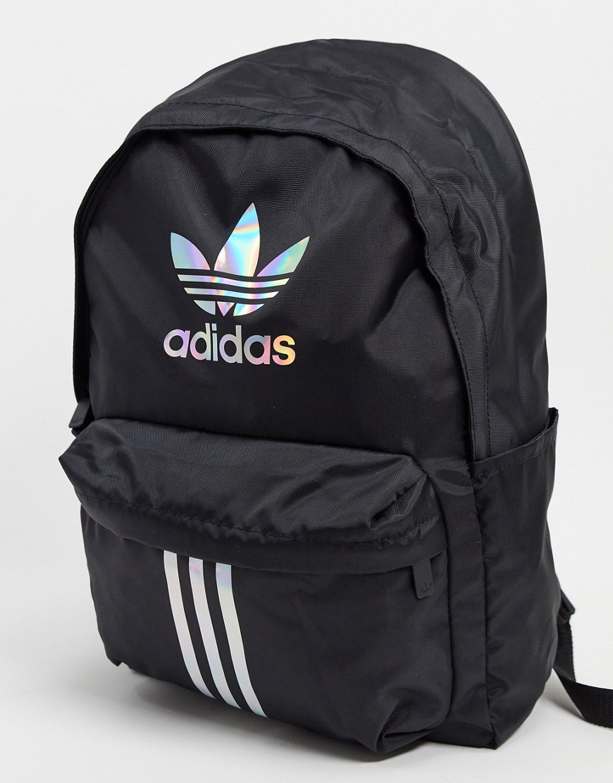 Adidas Originals – Svart ryggsäck med 3D-treklöverlogga och 3 ränder
