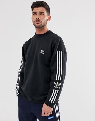 adidas Originals – Svart sweatshirt med 3 ränder och logga på ärmen
