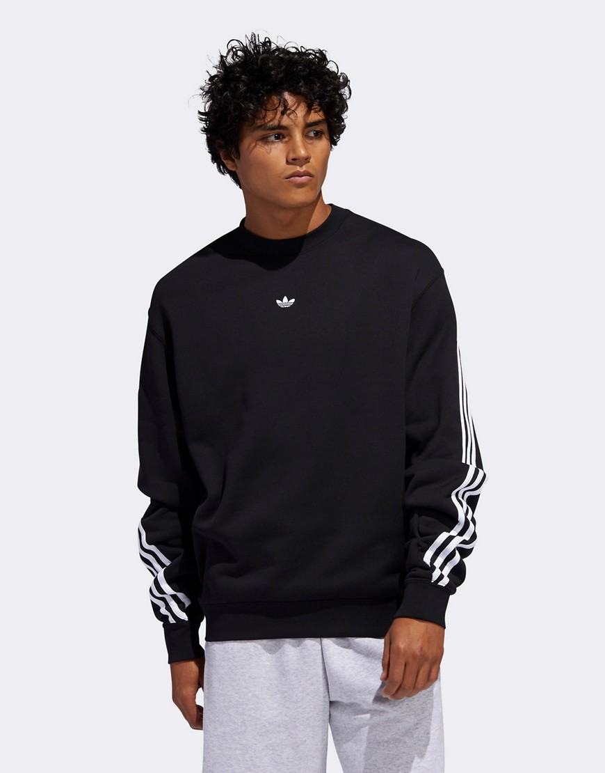 Adidas Originals – Svart sweatshirt med 3 ränder som går runt plagget-Grå