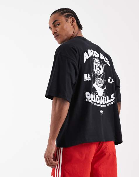 adidas Originals – Svart t-shirt med pizzatryck - view 1