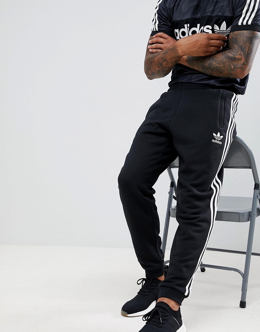 Adidas Originals – Svarta mjukisbyxor med 3-ränder DH5801