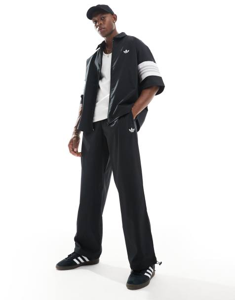 adidas Originals – Svarta, vävda basketbyxor - view 1