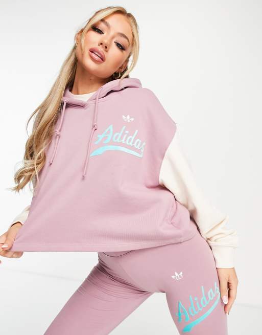 adidas Originals - Sweat à capuche à effet color block - Rose et crème