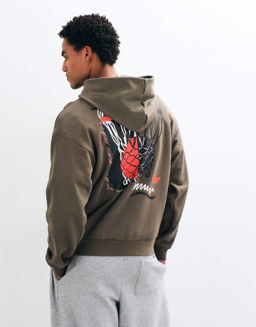 adidas Originals sweat à capuche coupe ample marron terreux, 2 de 5