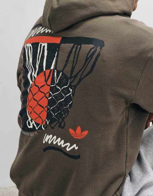 adidas Originals sweat à capuche coupe ample marron terreux, 4 de 5