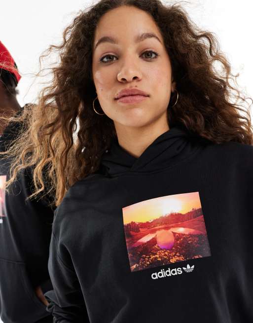 adidas Originals Sweat a capuche unisexe a imprime graphique Noir ASOS