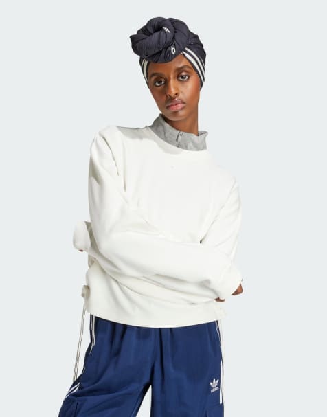 adidas Originals - Sweat ample froncé à 3 bandes - Blanc nuage - view 1