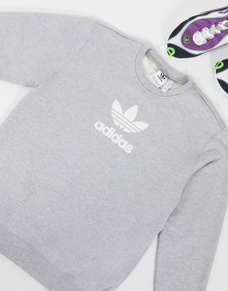 Adidas Originals sweat in grey with large trefoil
