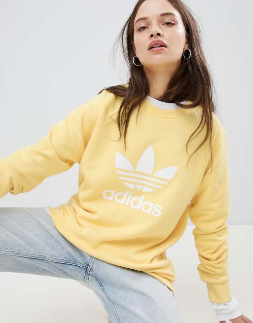 adidas Originals Sweat shirt oversize avec tr fle Jaune