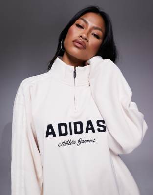 adidas Originals - Sweat zippé imprimé à l'avant - Crème