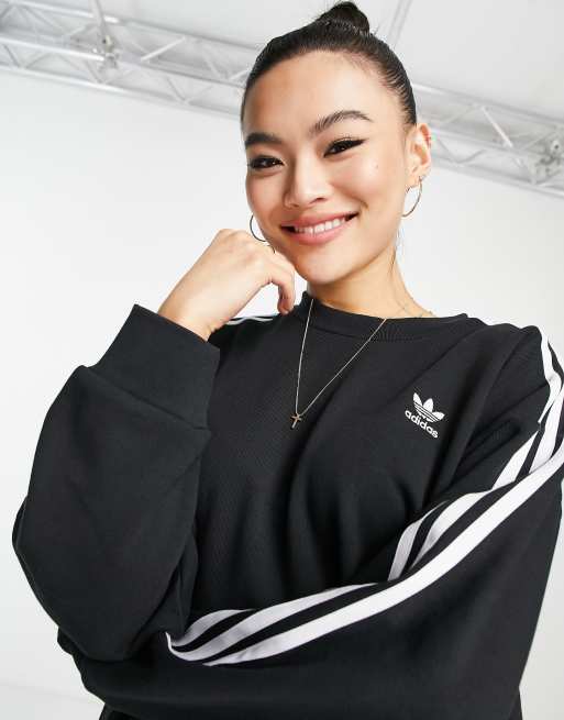 adidas Originals Sweater-jurk met drie strepen in zwart ASOS
