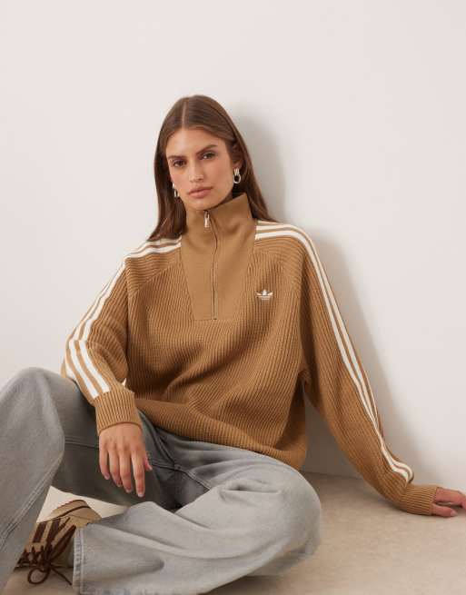 adidas Originals - Sweater met opstaande boord in beige