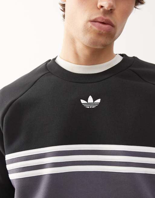 adidas Originals – Sweatshirt in Aurora Onix / Schwarz mit Rundhalsausschnitt und Streifen auf der Brust, 5 von 5