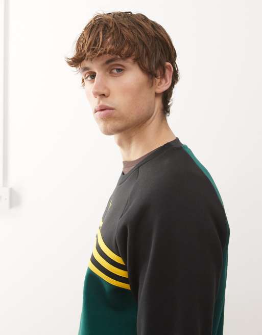 adidas Originals – Sweatshirt in Collegiate Green / Schwarz mit Streifen auf der Brust und Rundhalsausschnitt, 4 von 5