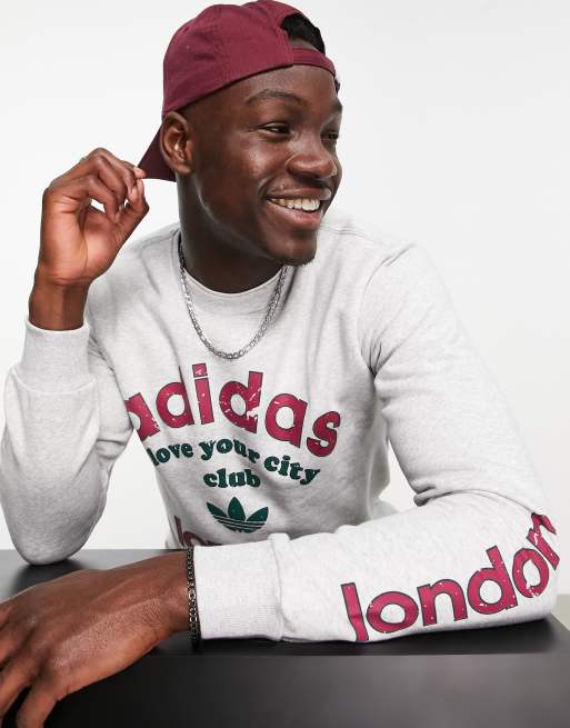 adidas Originals Sweatshirt in Grau mit London und Logoprint ASOS