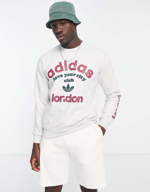 adidas Originals Sweatshirt in Grau mit London und Logoprint ASOS