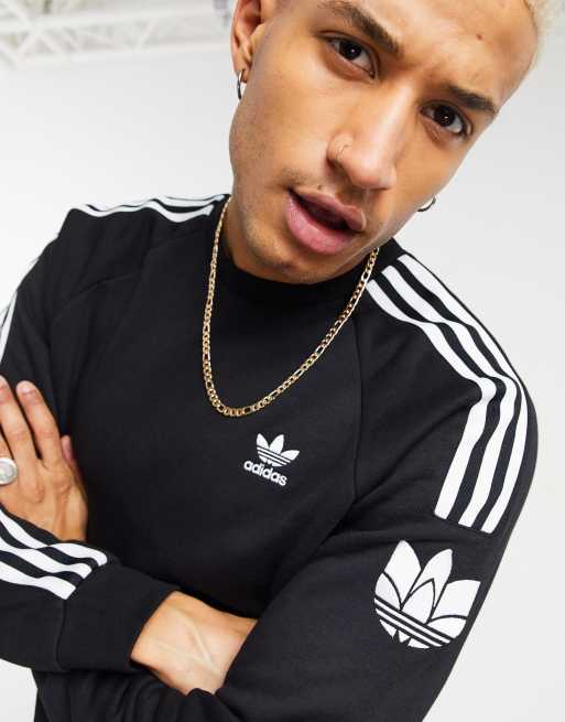 Adidas Originals Sweatshirt In Schwarz Mit 3d Dreiblattlogo Und 3 Streifen Evesham Nj