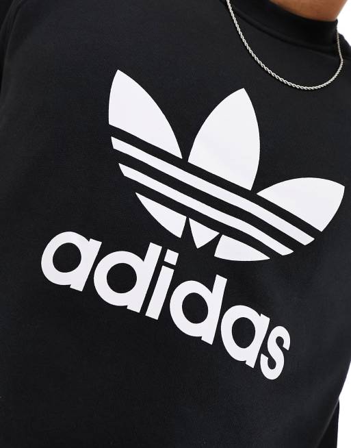 adidas Originals Sweatshirt in Schwarz mit groBem Dreiblatt Logo in der Mitte ASOS