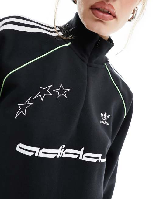 adidas Originals Sweatshirt in Schwarz mit kurzem 1 2 ReiBverschluss ASOS