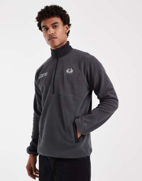 adidas Originals - Sweatshirt met korte rits en patch print in grijs en zwart - view 1