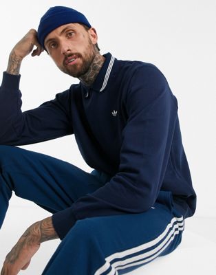Adidas Originals - Sweatshirt met polokraag in marineblauw