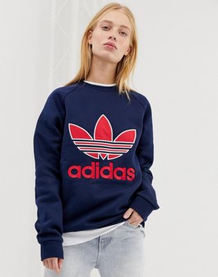Adidas Originals - Sweatshirt met trefoil-applicatie-Blauw