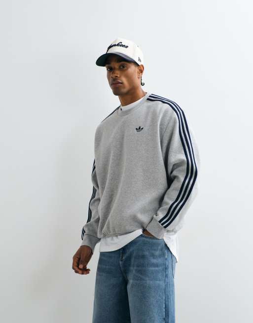 adidas Originals Sweatshirt mit drei Streifen in Grau, 3 von 5