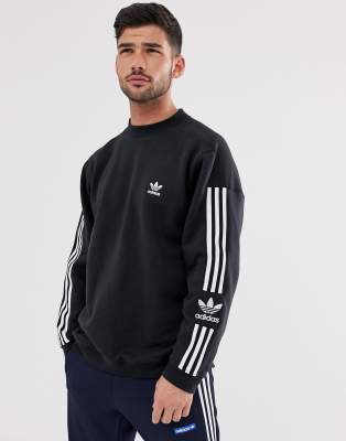 adidas originals black three stripe high neck sweatshirt