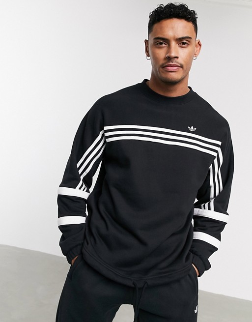 adidas Originals sweatshirt with 3 stripes and toggles in black