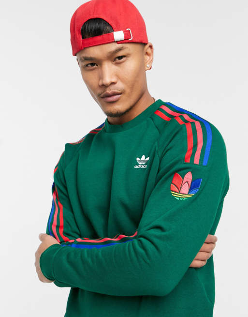 adidas Originals sweatshirt with 3D trefoil in green | ASOS