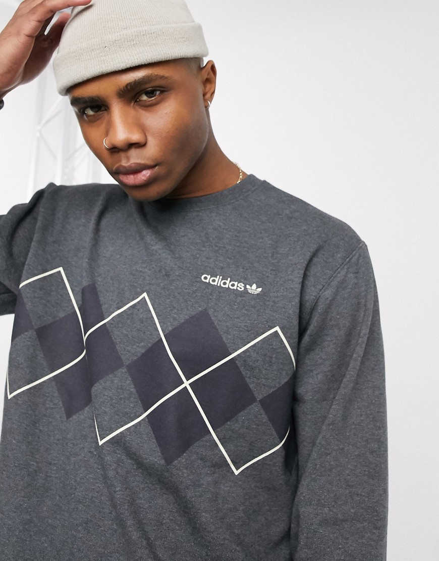 Adidas Originals sweatshirt with argyle print in grey