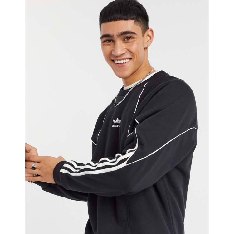 Adidas originals sweatshirt with central sale trefoil and band logo in black