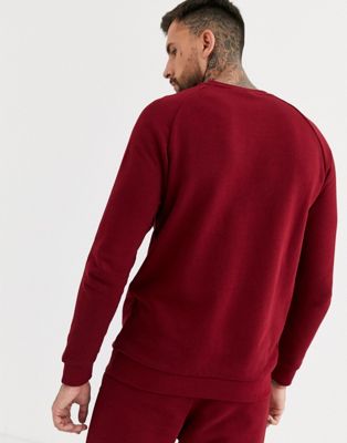 adidas originals sweatshirt with embroidered small logo in burgundy