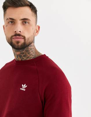 adidas originals sweatshirt with embroidered small logo in burgundy