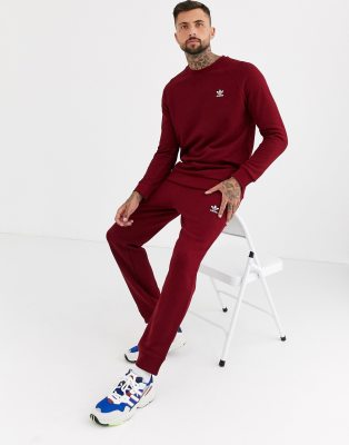 adidas originals sweatshirt with embroidered small logo in burgundy