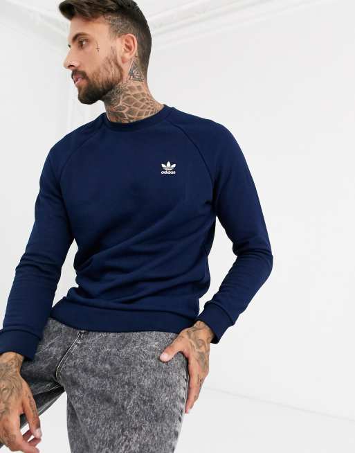 color acantilado idioma adidas Originals Sweatshirt with embroidered small logo in navy | ASOS