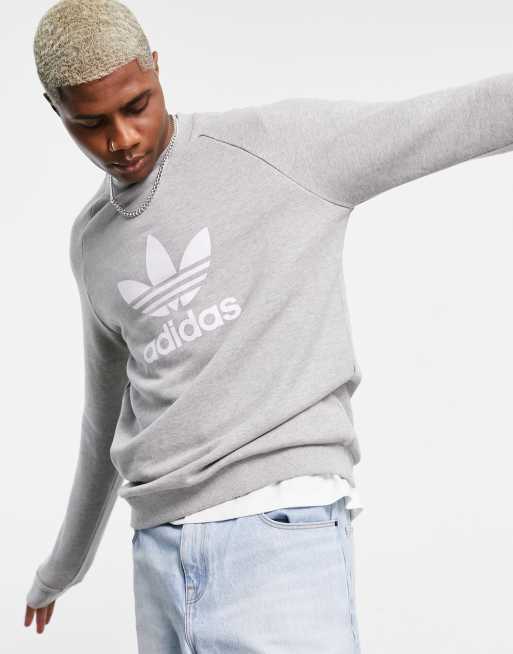 adidas Originals sweatshirt with large trefoil in grey heather