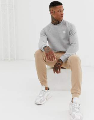 adidas originals sweatshirt with embroidered small logo grey