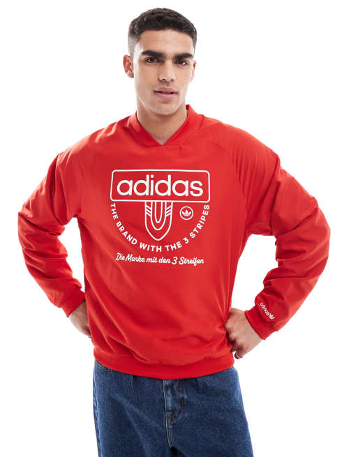 adidas Originals sweatshirt with varsity graphic in red 