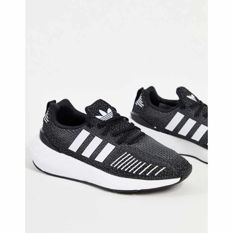 adidas Originals Swift Run 22 sneakers in black with white stripes