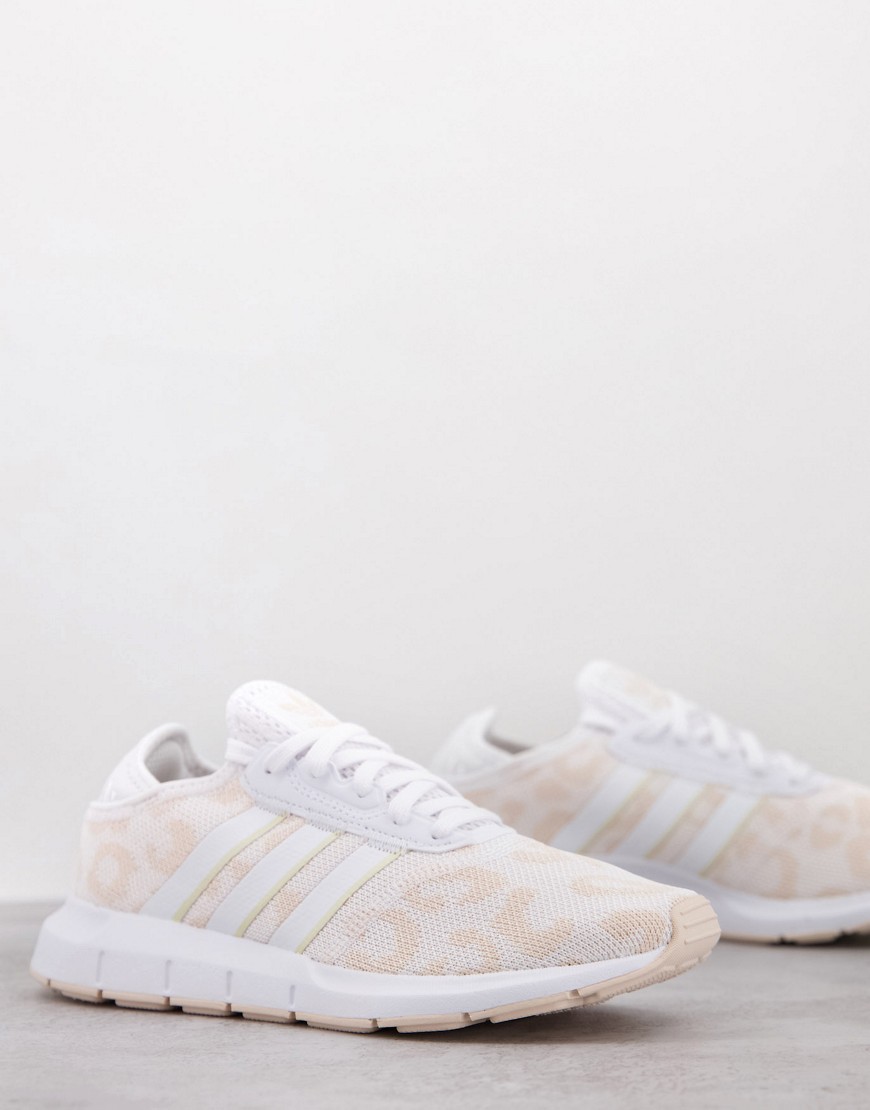 Adidas Originals Swift Run Sneakers In White Leopard Print