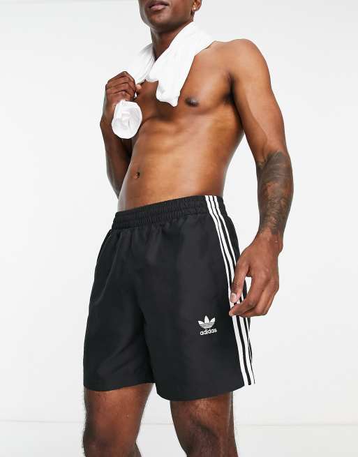 adidas Originals Swimwear 3 stripe shorts black | ASOS