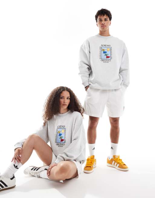 adidas Originals – Szara bluza unisex z haftowanym motywem