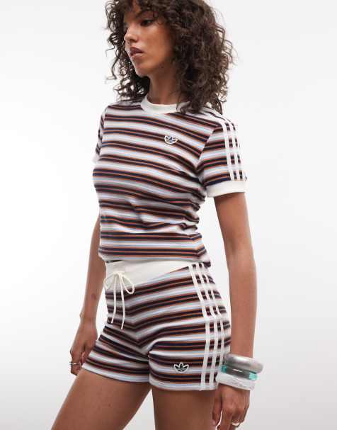 adidas Originals szorty frotte w niebieskie paski - view 1